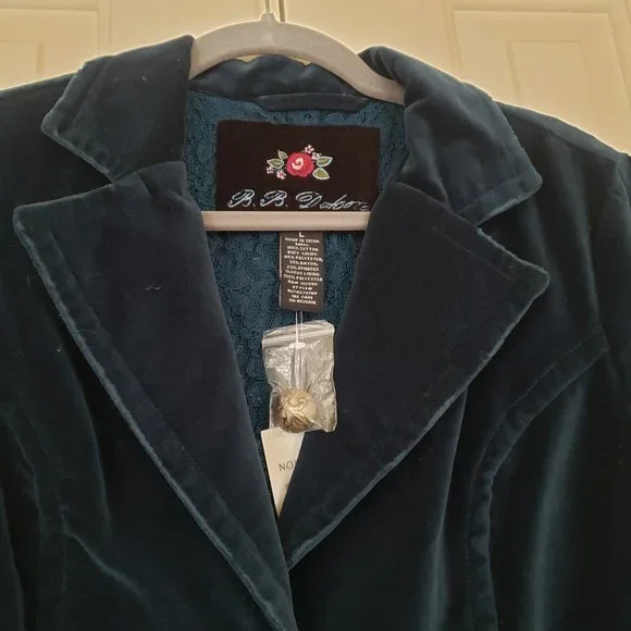 NWT BB Dakota Velvet Blazer - Size L- Jewel tone short sleeve jacket - Picture 12 of 13